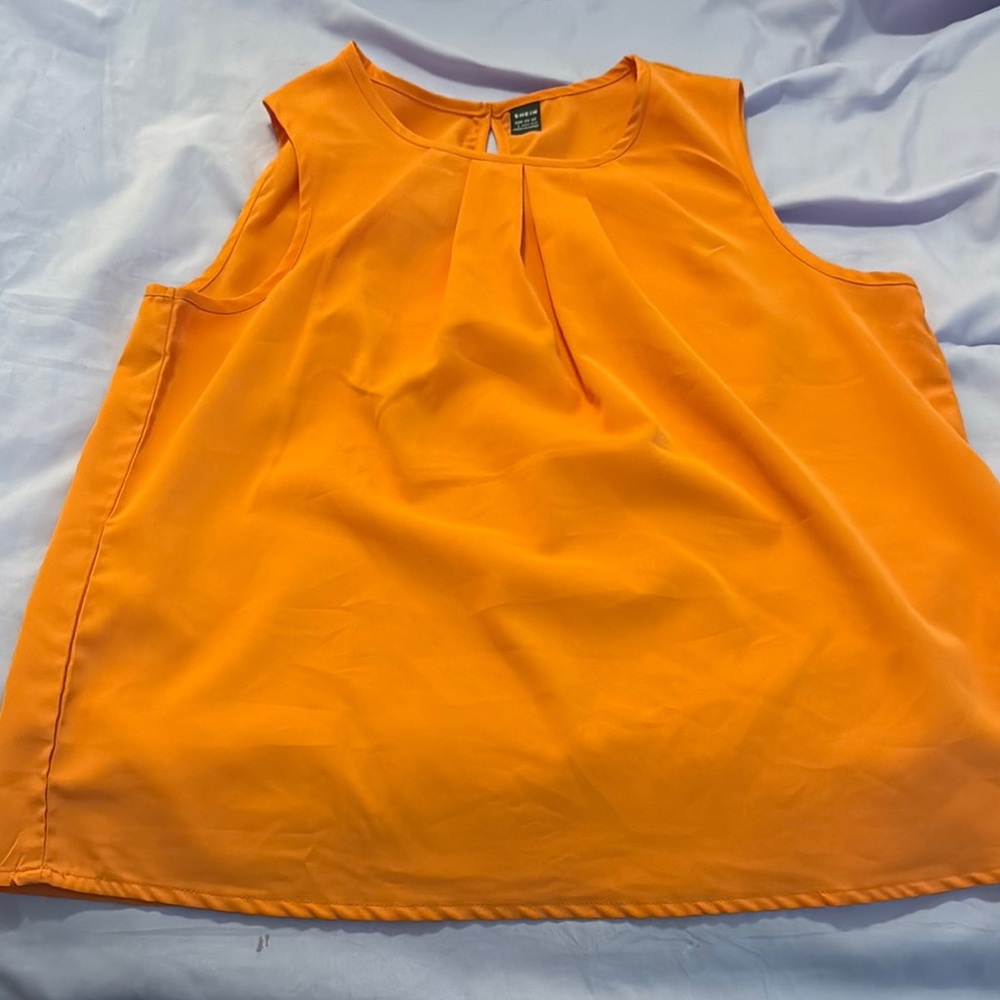 Bright Orange Sleeveless Top Sz Large